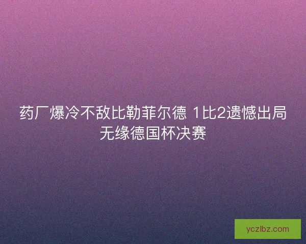 药厂爆冷不敌比勒菲尔德 1比2遗憾出局无缘德国杯决赛