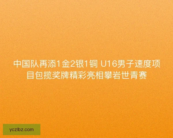 中国队再添1金2银1铜 U16男子速度项目包揽奖牌精彩亮相攀岩世青赛